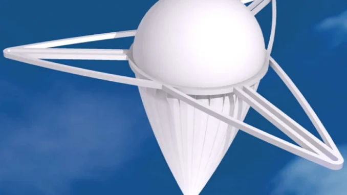 3D model létající stratokeše, která bude vypuštěna do stratosféry v rámci geocachingového projektu Stratocaching.