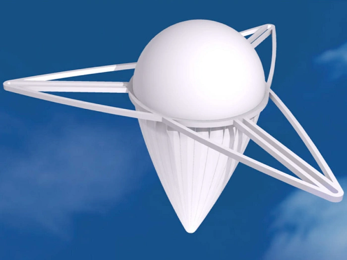 3D model létající stratokeše, která bude vypuštěna do stratosféry v rámci geocachingového projektu Stratocaching.