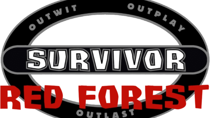Logo geocachingového eventu Survivor Red Forest – kdo přežil Rudý les
