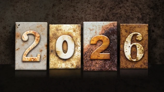 Náhled GEOkalendáře 2026 s fotografiemi z geocachingu a ikonami významných geo dnů.