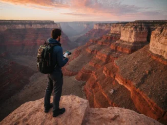 Geokačer objevující geologický útvar v přírodě při odlovu Earthcache – místo krabičky poznává kus planety.