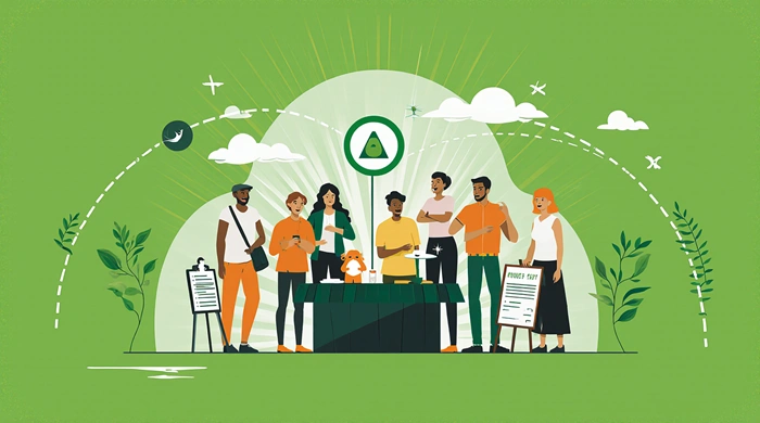 Skupina geokačerů setkávajících se na venkovním geocachingovém eventu