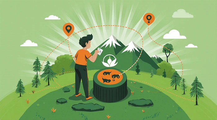 Geokačer s GPS za pochodu vybírá bezpečné a legální místo pro umístění geocache