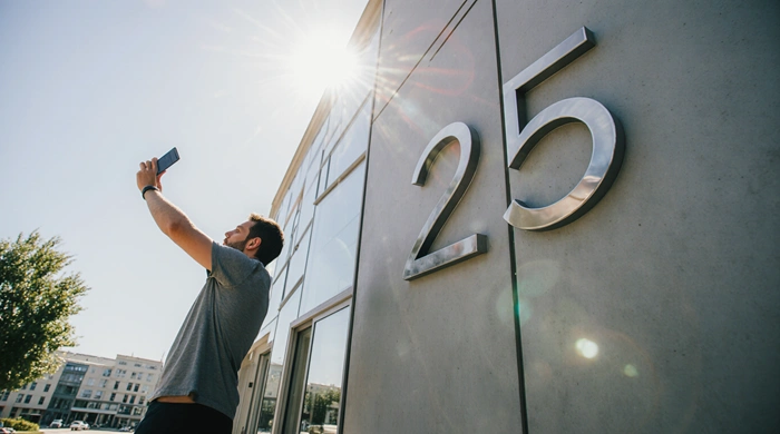 Geocacher si zapisuje poznámku o nalezené „25“, připomínající nutnost zalogovat keš Where’s 25? do konce roku 2025.