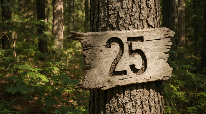 Geocacher objevuje číslo 25 ve městě, symbol výjimečné a vzácné locationless keše, která letos přitahuje velkou pozornost.