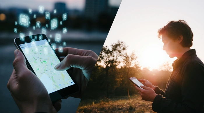 Rozdíl mezi offline a online režimem navigace při geocachingu