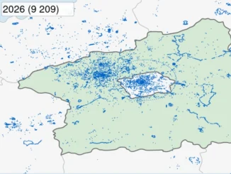 Mapa geocachingových nálezů 2026 s puntíky podle GPX dat