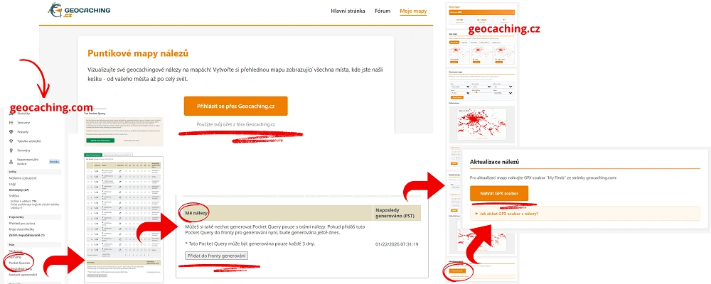 Postup generování geocachingové puntíkové mapy z GPX souboru