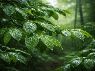 mokré listí v lese oslabující gps signál