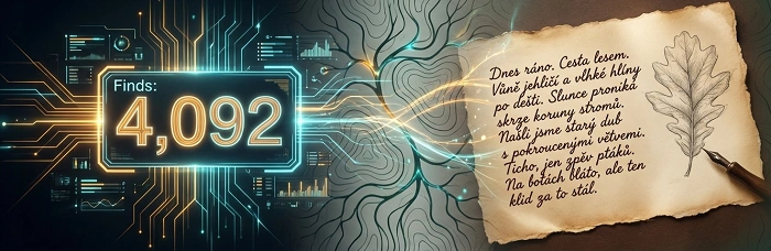 zapisování geocachingových zážitků do deníku, ilustrace geocaching statistik a poznámek z výpravy
