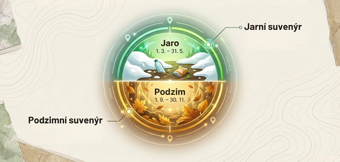 CITO 2026 jaro podzim suvenýr geocaching sezóny infografika