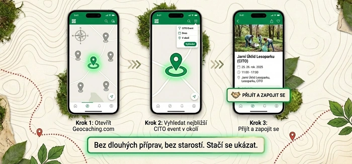 jak se zapojit CITO 2026 geocaching kroky najít event připojit se