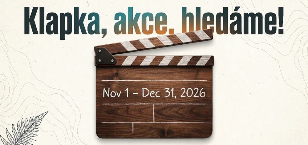 Filmová klapka s datem 1. listopadu až 31. prosince 2026 jako ilustrace zapojení do poslední geocachingové výzvy roku.